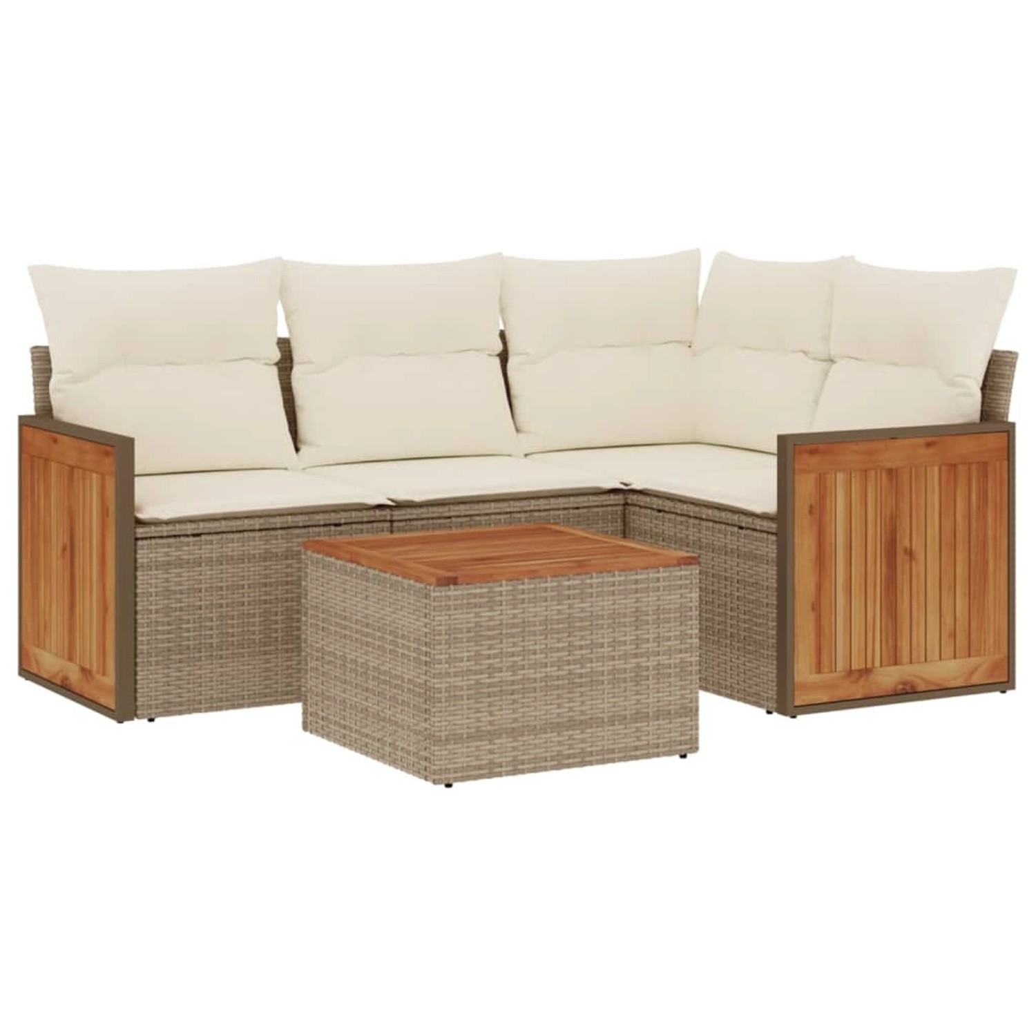 vidaXL 5-Tlg Garten-Sofagarnitur mit Kissen Beige Poly Rattan 3227619 günstig online kaufen