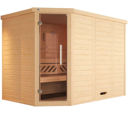 weka Sauna »Design-Sauna KEMI Eck 2«, Blockbohlen, vorgefertigte Elemente, günstig online kaufen