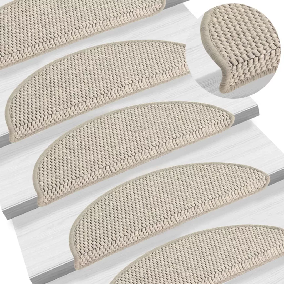 Treppenmatten Selbstklebend Sisal-optik 15 Stk. 56x20cm Silbern günstig online kaufen