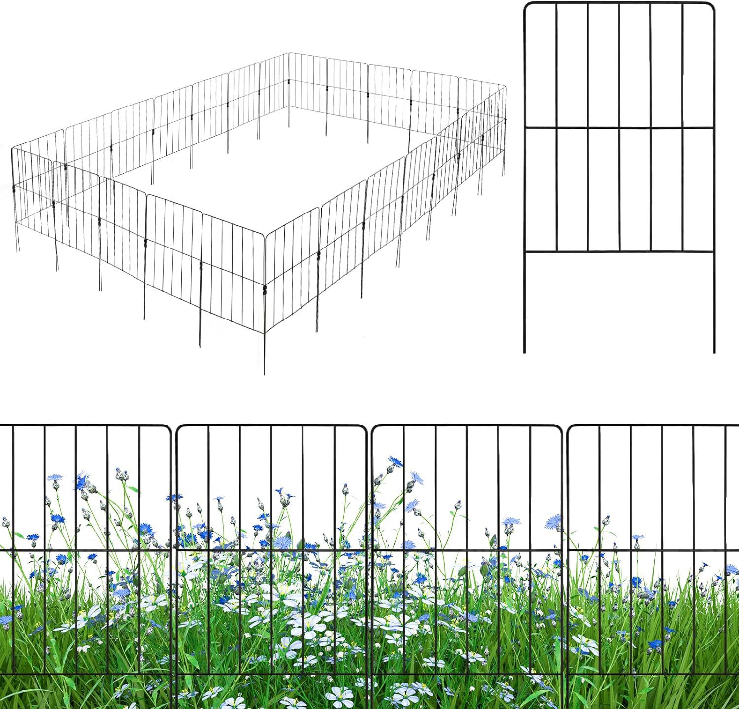 KOMFOTTEU Gartenzaun Steckzaun Metall, 25 Stück, günstig online kaufen
