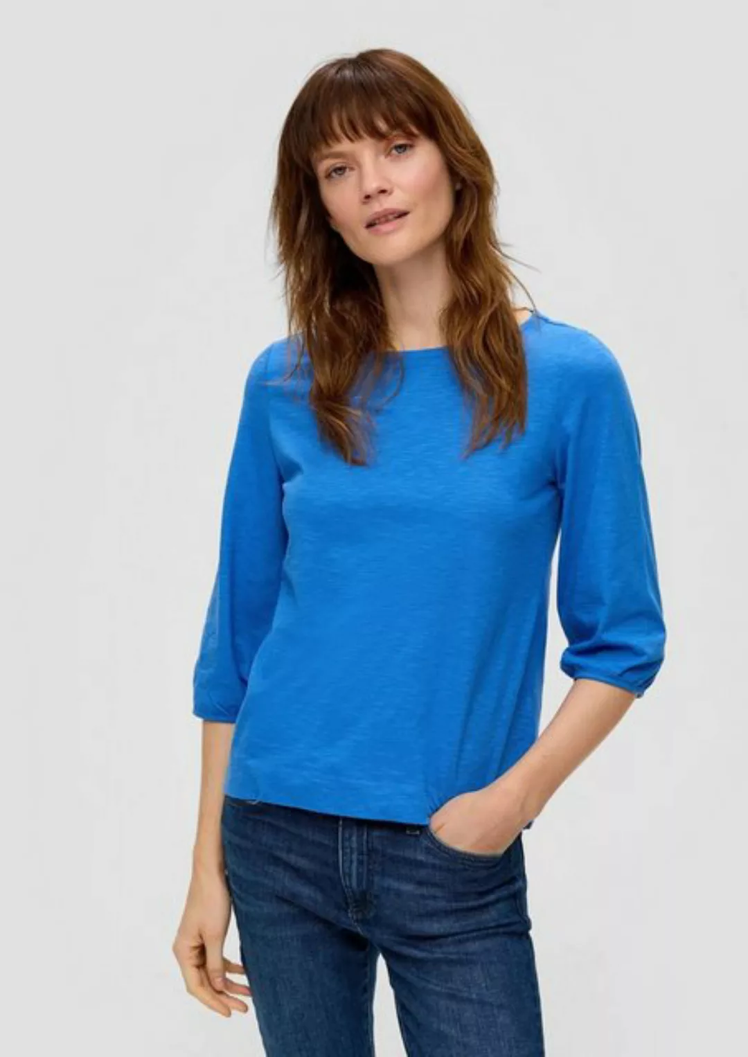 s.Oliver 3/4-Arm-Shirt Baumwollshirt mit Puffärmeln Raffung günstig online kaufen