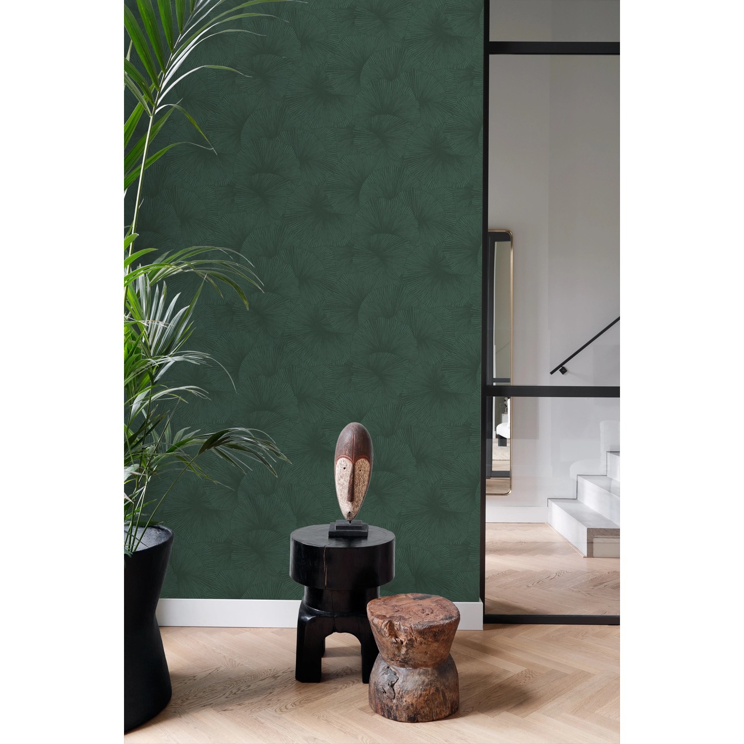 Origin Wallcoverings Tapete 3D Muster Blätter Dunkelgrün 50 x 900 cm 348011 günstig online kaufen