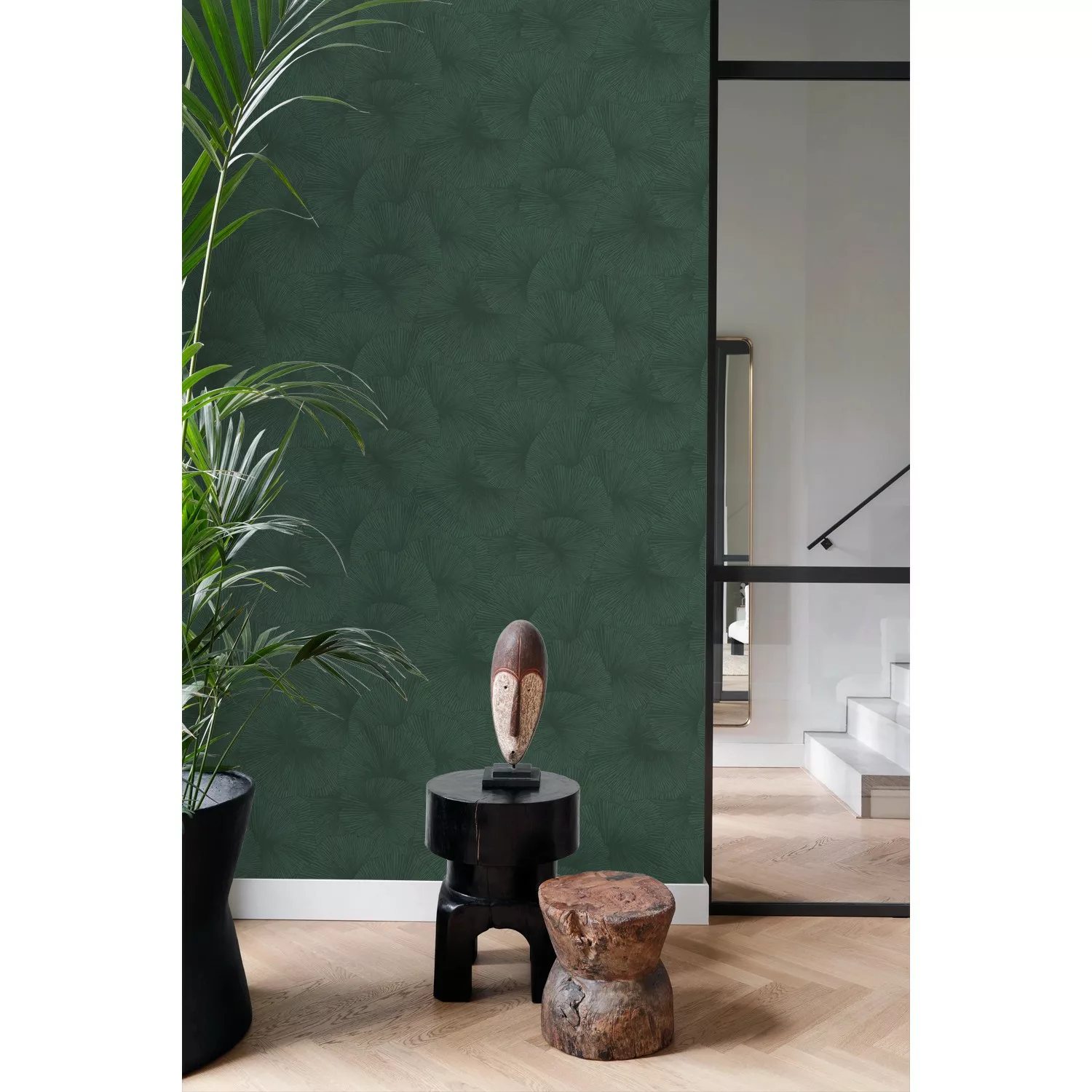 Origin Wallcoverings Tapete 3D Muster Blätter Dunkelgrün 50 x 900 cm 348011 günstig online kaufen