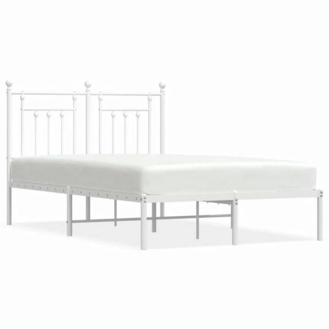 furnicato Bett Bettgestell mit Kopfteil Metall Weiß 120x200 cm günstig online kaufen