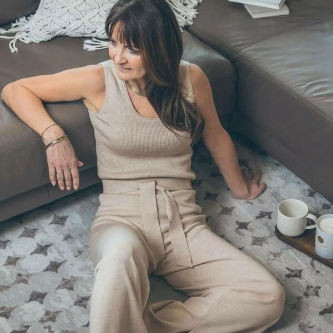 Merino Loungewear Set "Stricktop Blossom & Weite Strickhose Bailey" günstig online kaufen