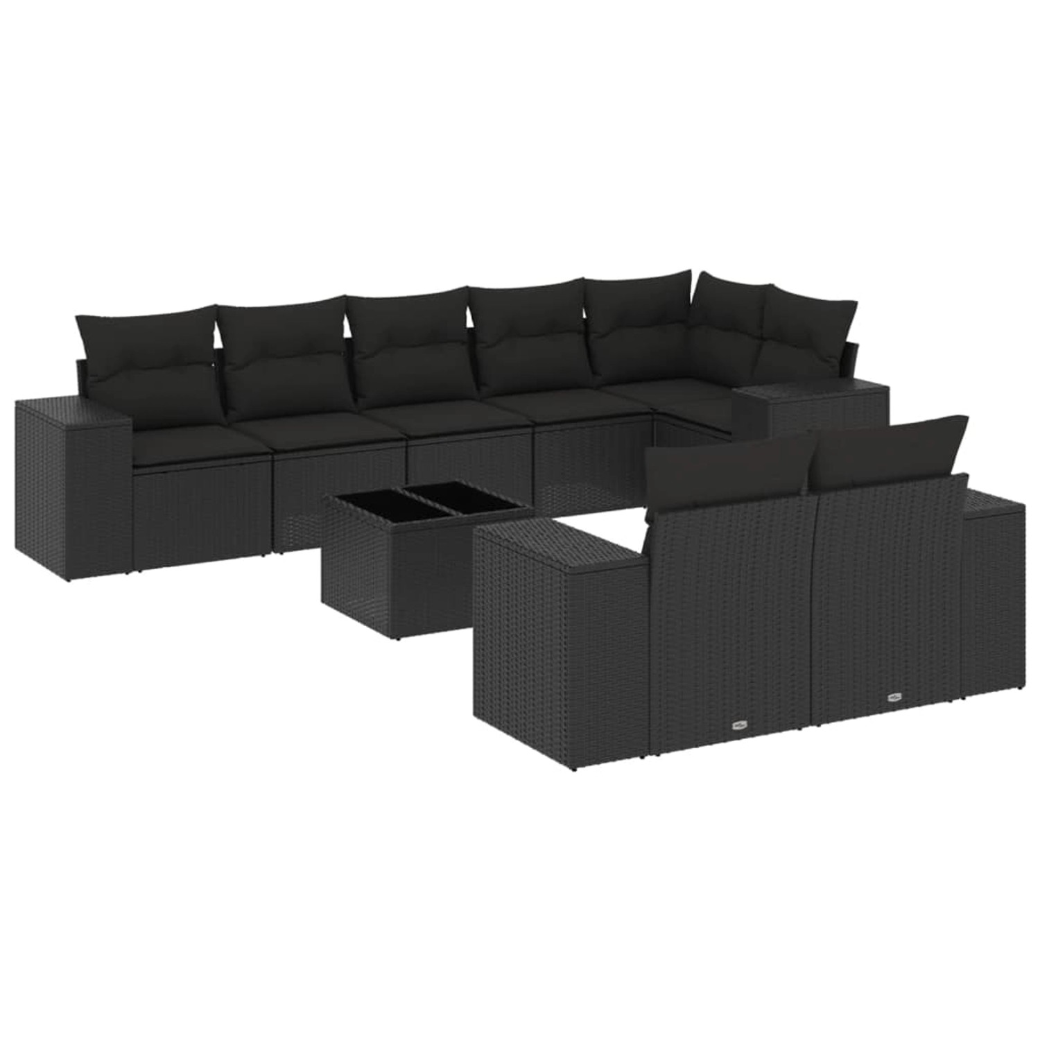 vidaXL 9-Tlg Garten-Sofagarnitur mit Kissen Schwarz Poly Rattan 3222824 günstig online kaufen