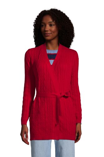 Zopfmuster-Cardigan aus Baumwolle, Damen, Größe: 48-50 Normal, Rot, by Land günstig online kaufen