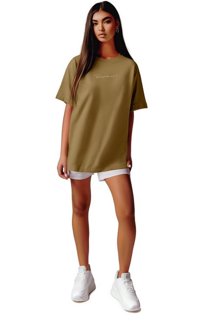 Reichstadt Oversize-Shirt Casual Oversize Shirt 23RSW044 Khaki S mit Stitch günstig online kaufen