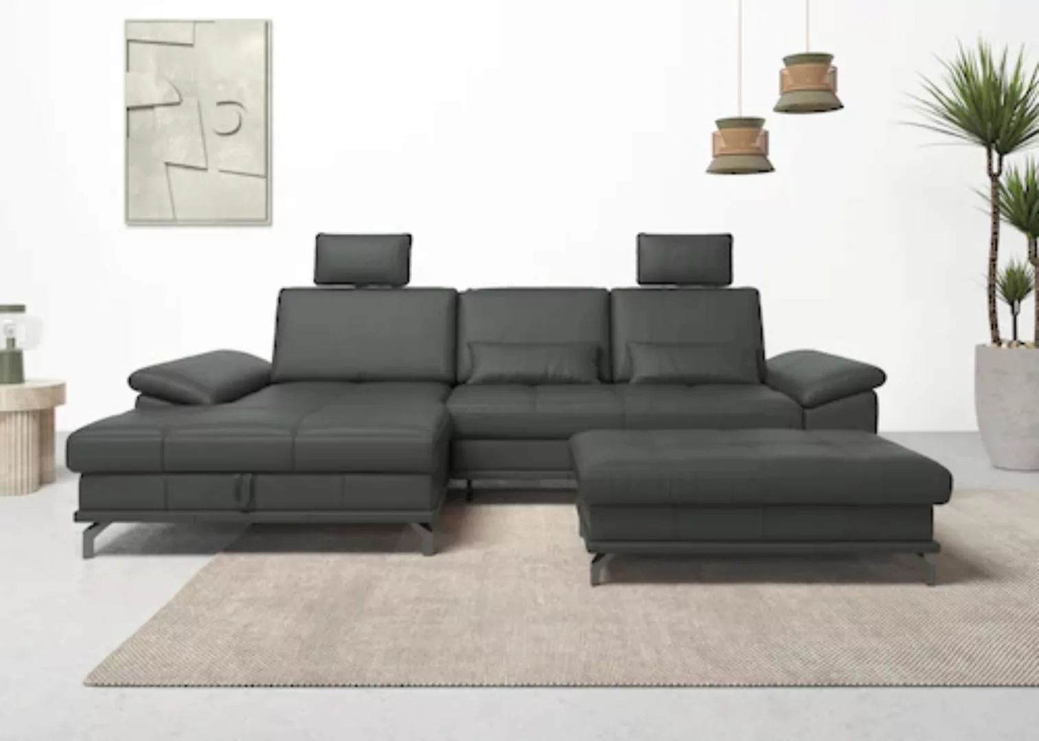 Places of Style Ecksofa Costello, mit Sitztiefenverstellung und Armlehnfunk günstig online kaufen