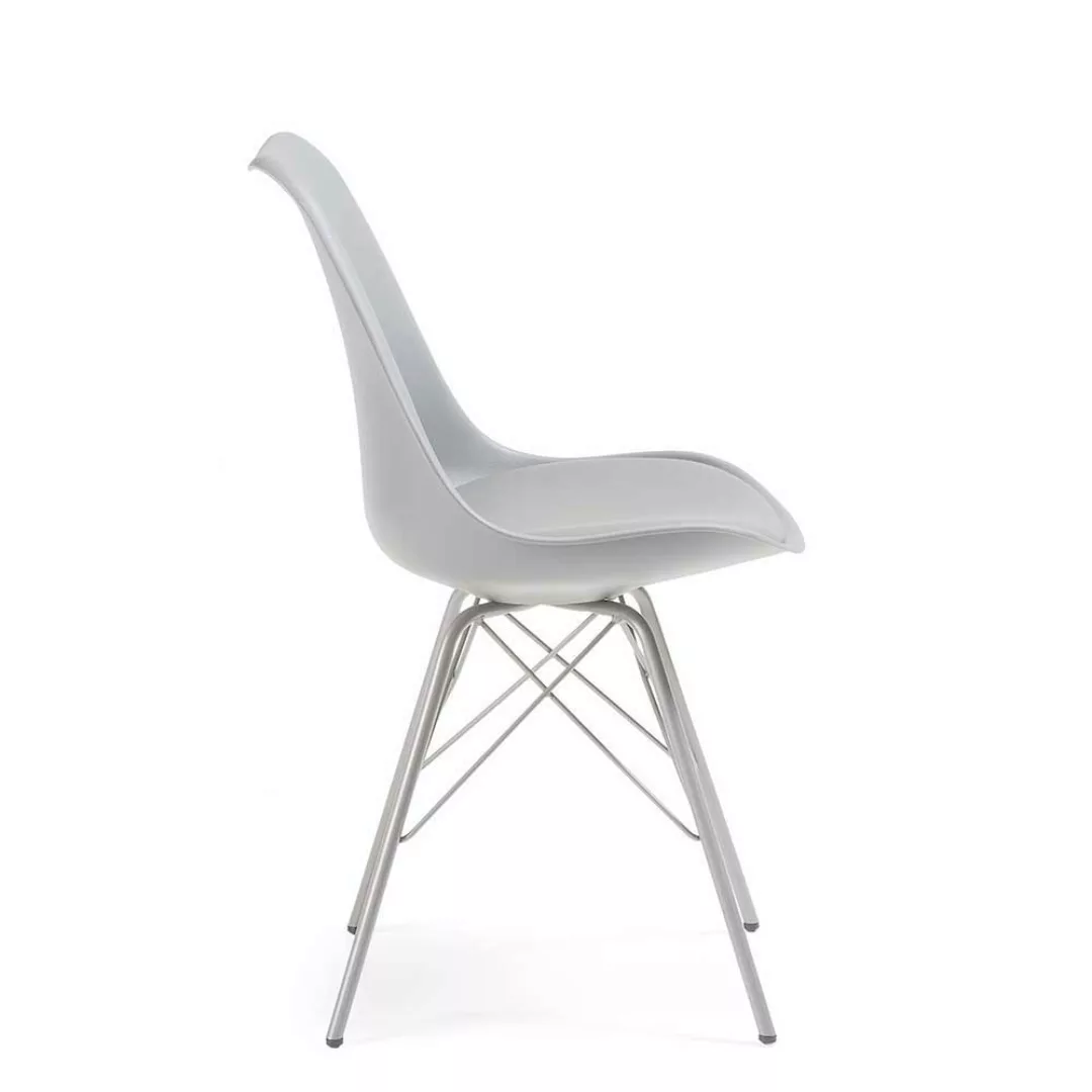 Stuhl Set mit Schalensitz in Hell Grau gepolstert (4er Set) günstig online kaufen