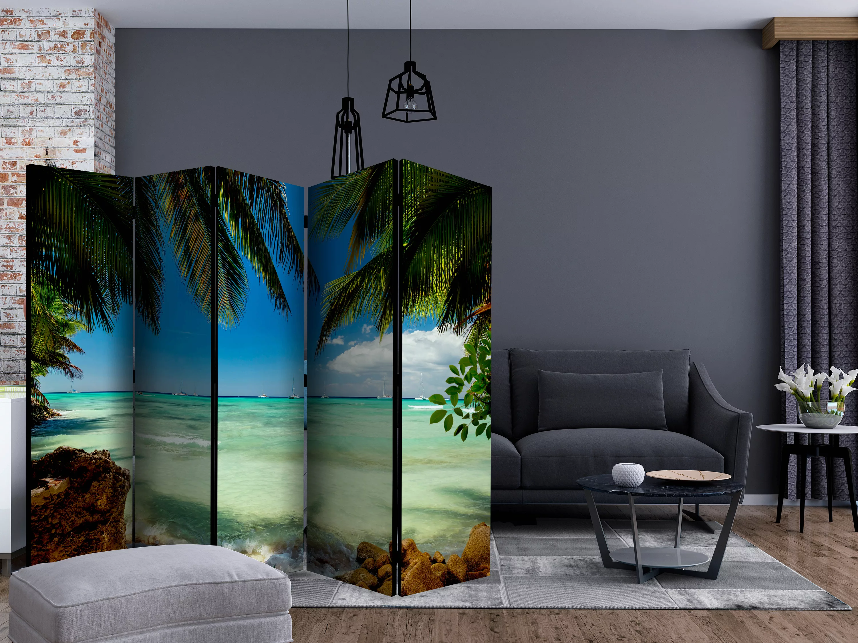 5-teiliges Paravent - Relaxing On The Beach Ii [room Dividers] günstig online kaufen