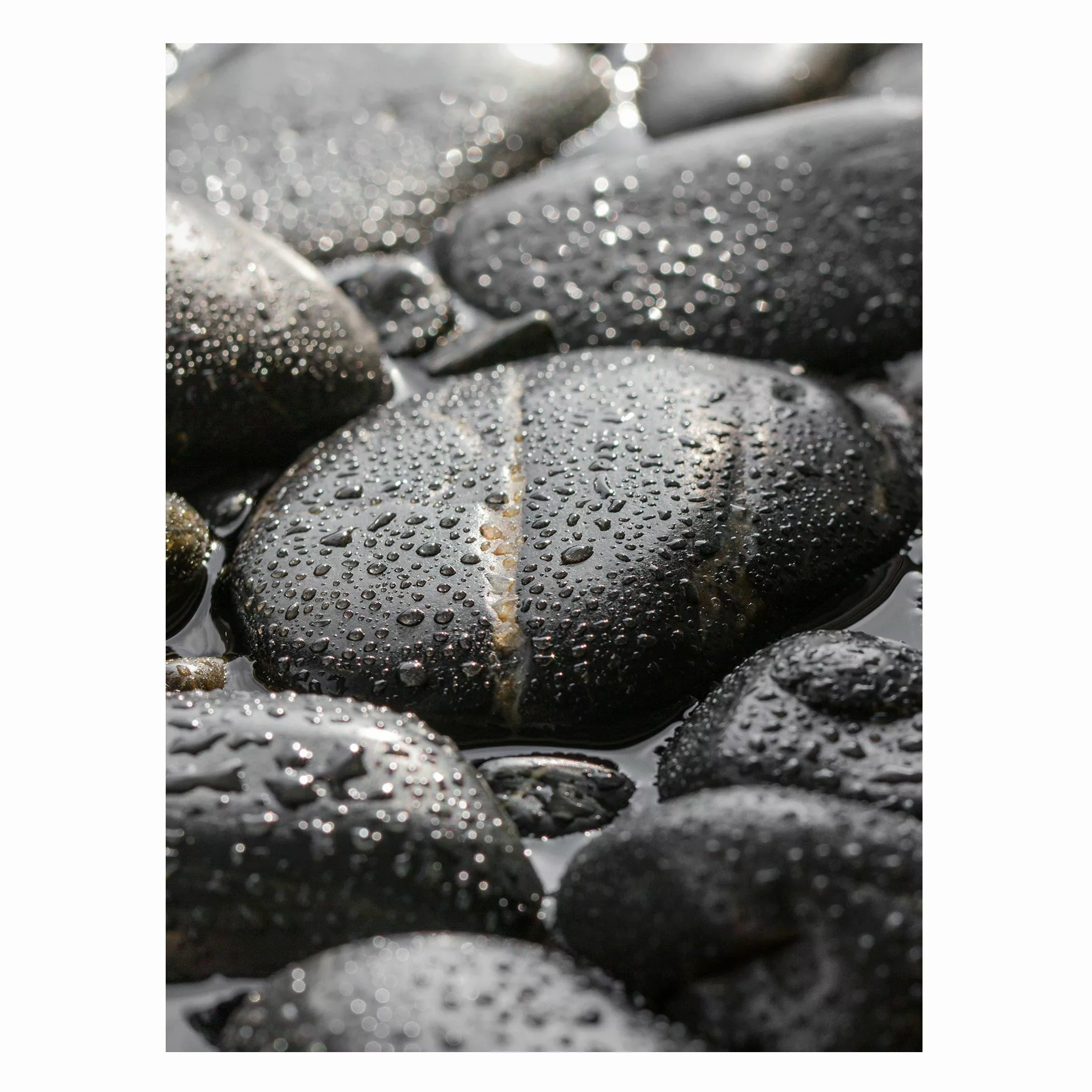 Magnettafel Steinoptik - Hochformat 3:4 Schwarze Steine im Wasser günstig online kaufen