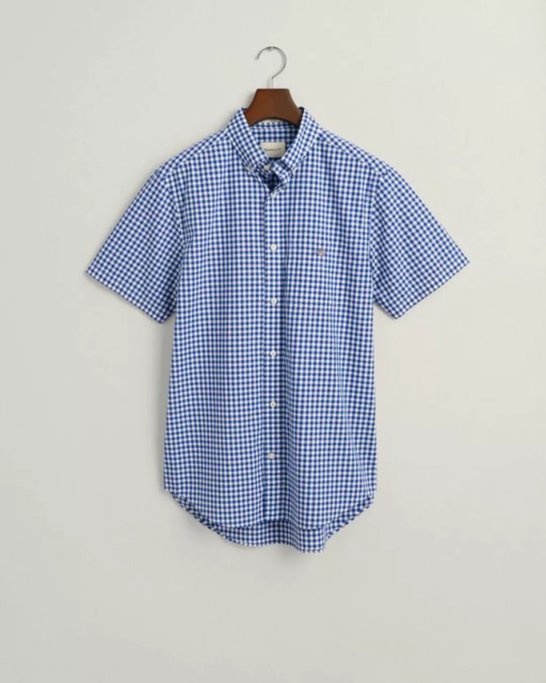 Gant Kurzarmhemd Regular Fit Gingham Popeline Hemd strapazierfähig pflegele günstig online kaufen