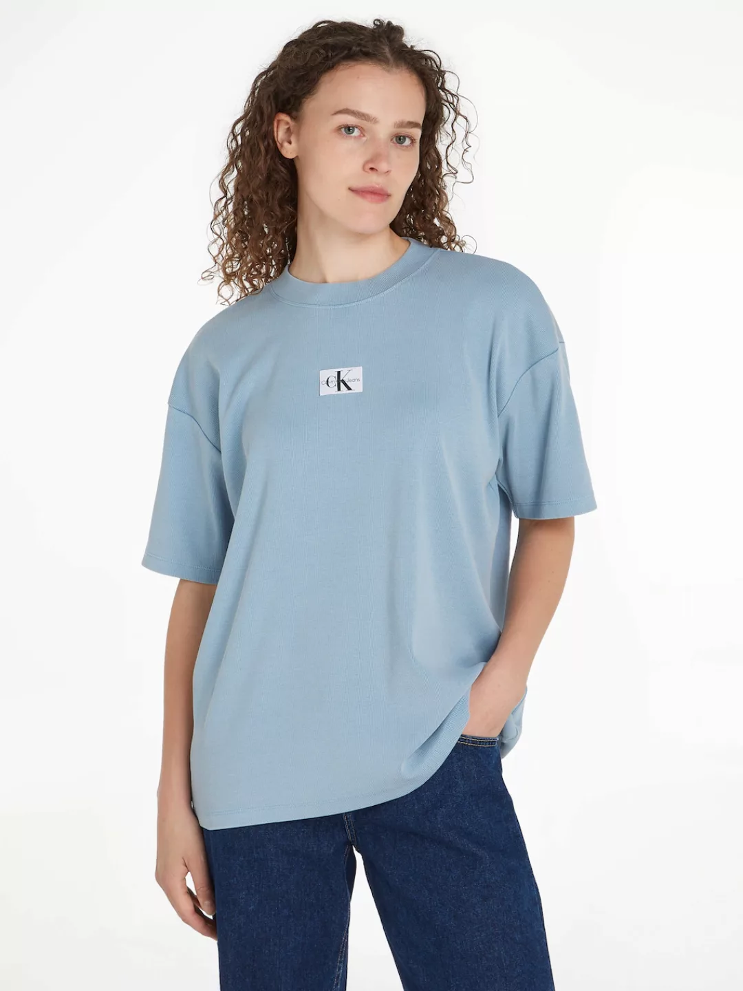 Calvin Klein Jeans T-Shirt "WASHED RIB LABEL BOYFRIEND TEE", mit Logomarken günstig online kaufen