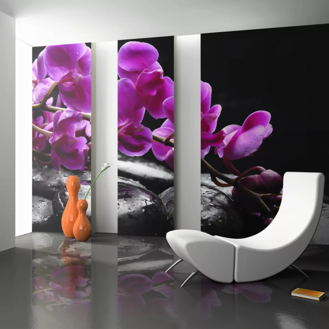 Fototapete - Pure Harmonie: Orchidee Und Zen-steine günstig online kaufen
