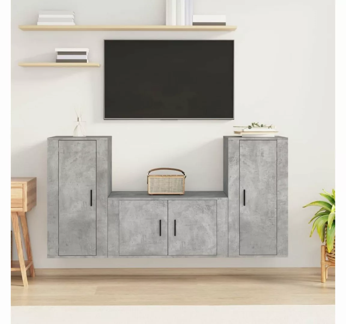 furnicato TV-Schrank 3-tlg. TV-Schrank-Set Betongrau Holzwerkstoff günstig online kaufen