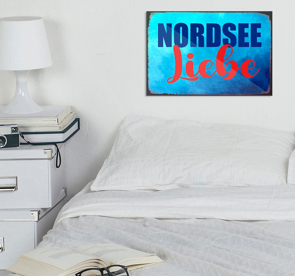 queence Metallbild "geliebte Nordsee", Schriftzüge-Schriftzug-Meer-Strand, günstig online kaufen