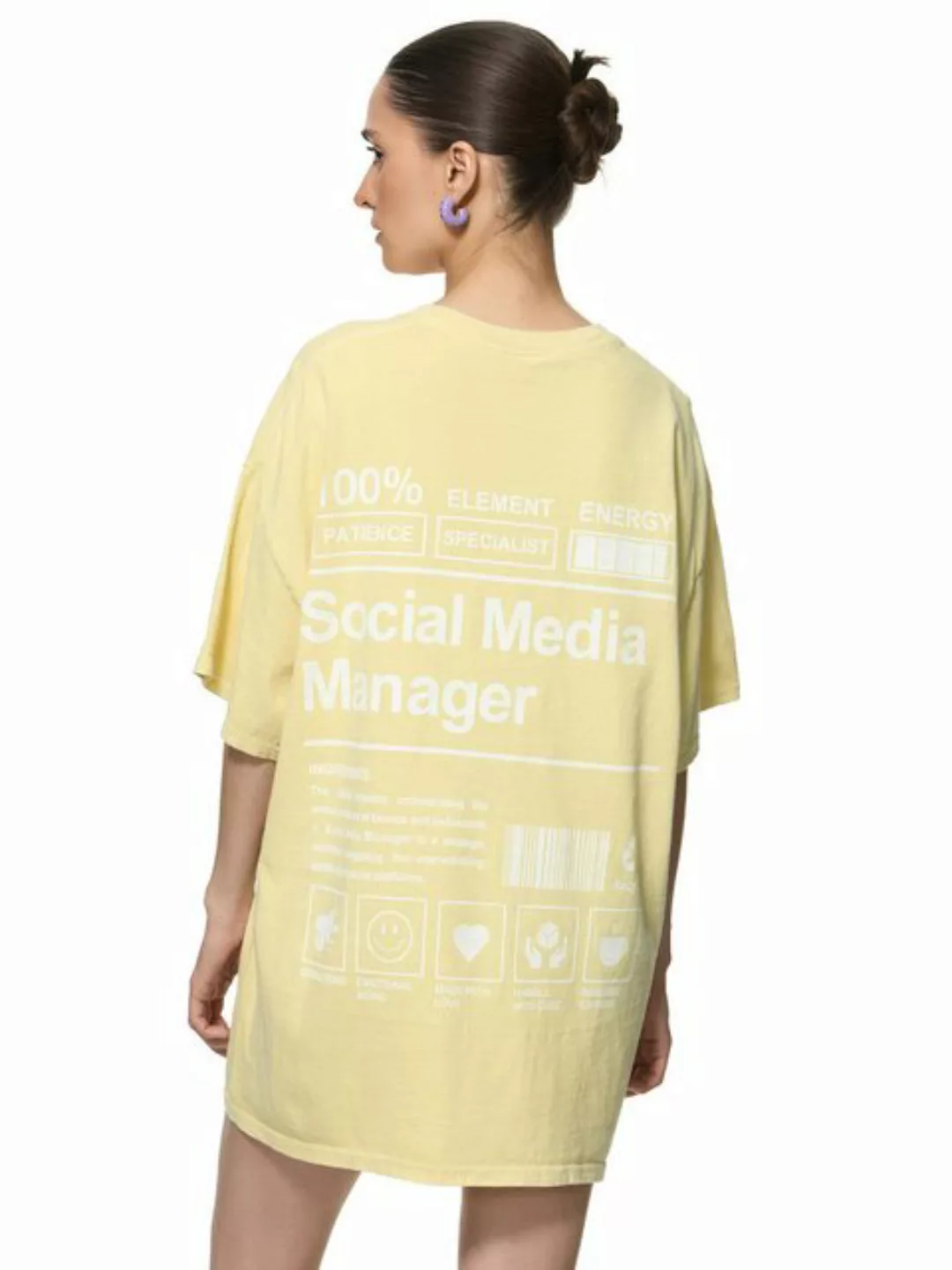 Worldclassca T-Shirt Worldclassca Oversized Print SOCIAL MEDIA T-Shirt lang günstig online kaufen