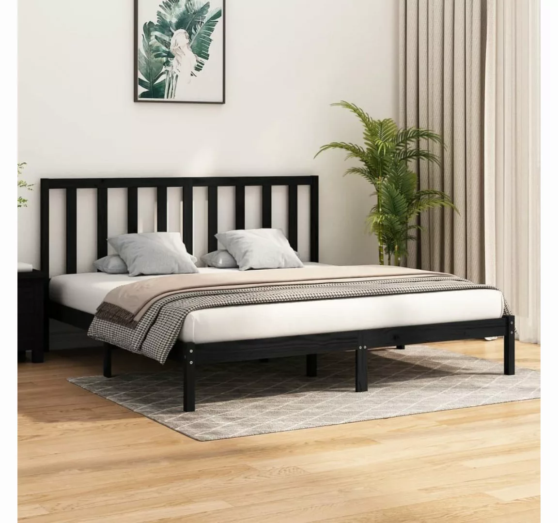 furnicato Bett Massivholzbett Schwarz Kiefer 180x200 cm günstig online kaufen