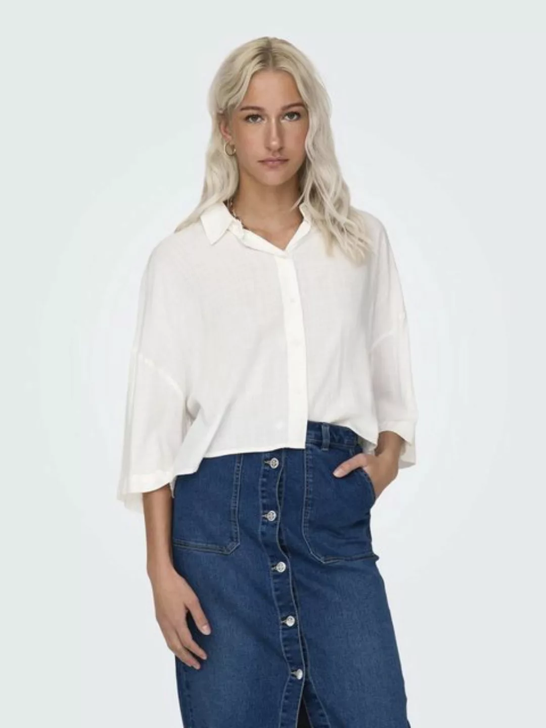 ONLY Blusenshirt Bluse Hemdkragen Halbarm Tief angesetzte Schulter 7400 in günstig online kaufen