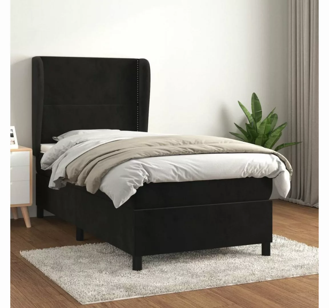 vidaXL Boxspringbett Boxspringbett mit Matratze Schwarz 80x200 cm Samt Bett günstig online kaufen