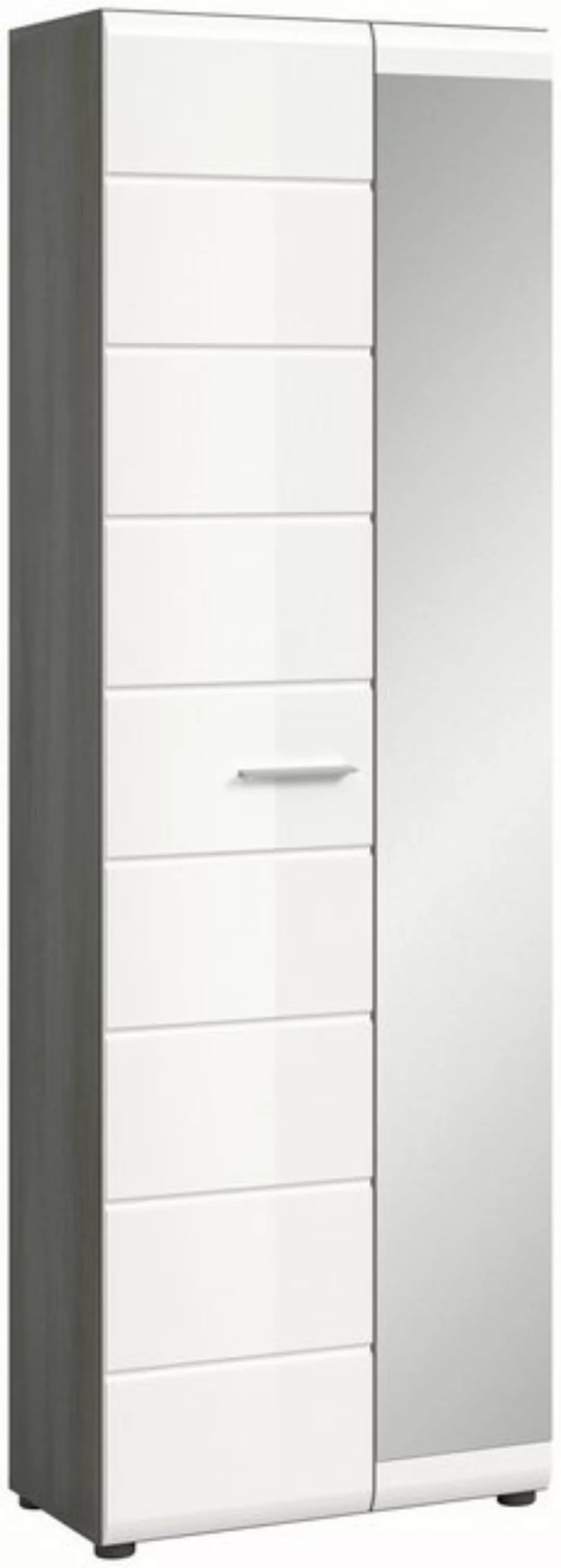 freiraum Garderobenschrank Salsa in Rauchsilber / Weiß Hochglanz - 60x192x3 günstig online kaufen