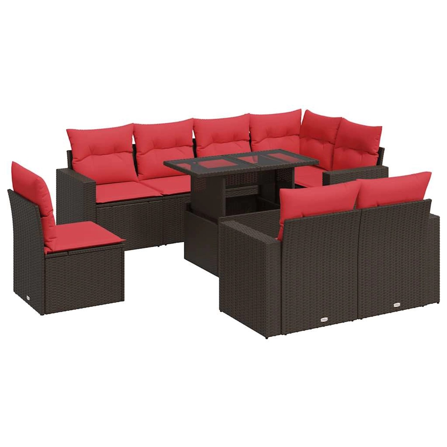 vidaXL 9-Tlg Garten-Sofagarnitur mit Kissen Braun Poly Rattan Akazie 332634 günstig online kaufen