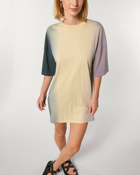 Weites Damen T-shirt Kleid Aus Leichter Bio Baumwolle - Gefärbt günstig online kaufen