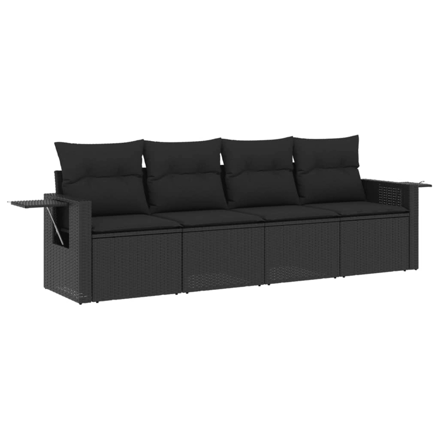 vidaXL 4-Tlg Garten-Sofagarnitur mit Kissen Schwarz Poly Rattan 3252212 günstig online kaufen