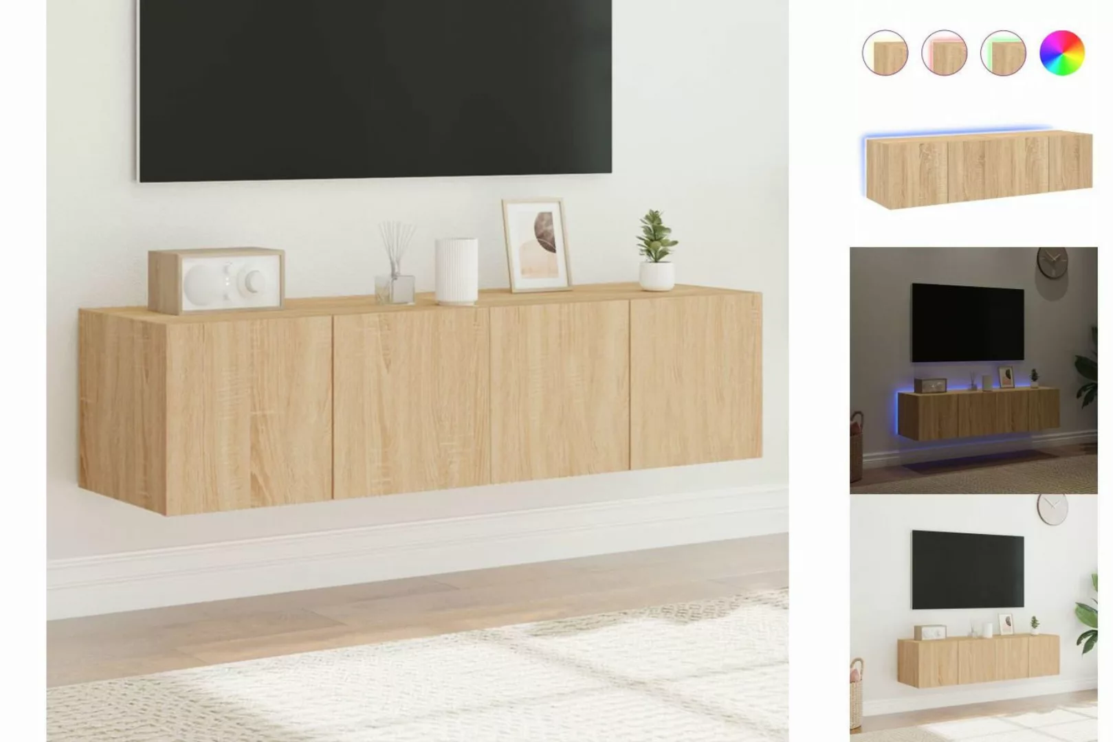 vidaXL TV-Schrank TV-Wandschränke mit LED-Leuchten 2 Stk Sonoma-Eiche 60x35 günstig online kaufen
