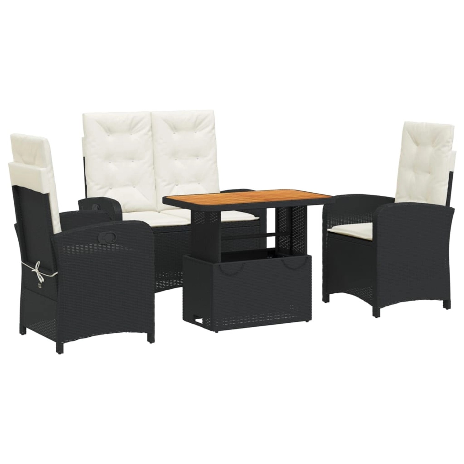 vidaXL 4-Tlg Garten-Essgruppe mit Kissen Schwarz Poly Rattan 3277323 günstig online kaufen