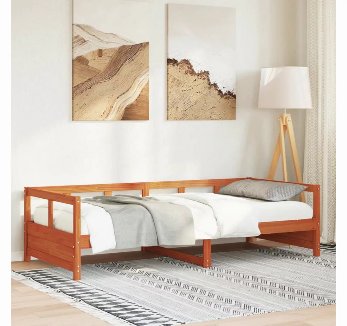 vidaXL Bett, Tagesbett ohne Matratze Wachsbraun 90x200 cm Massivholz Kiefer günstig online kaufen