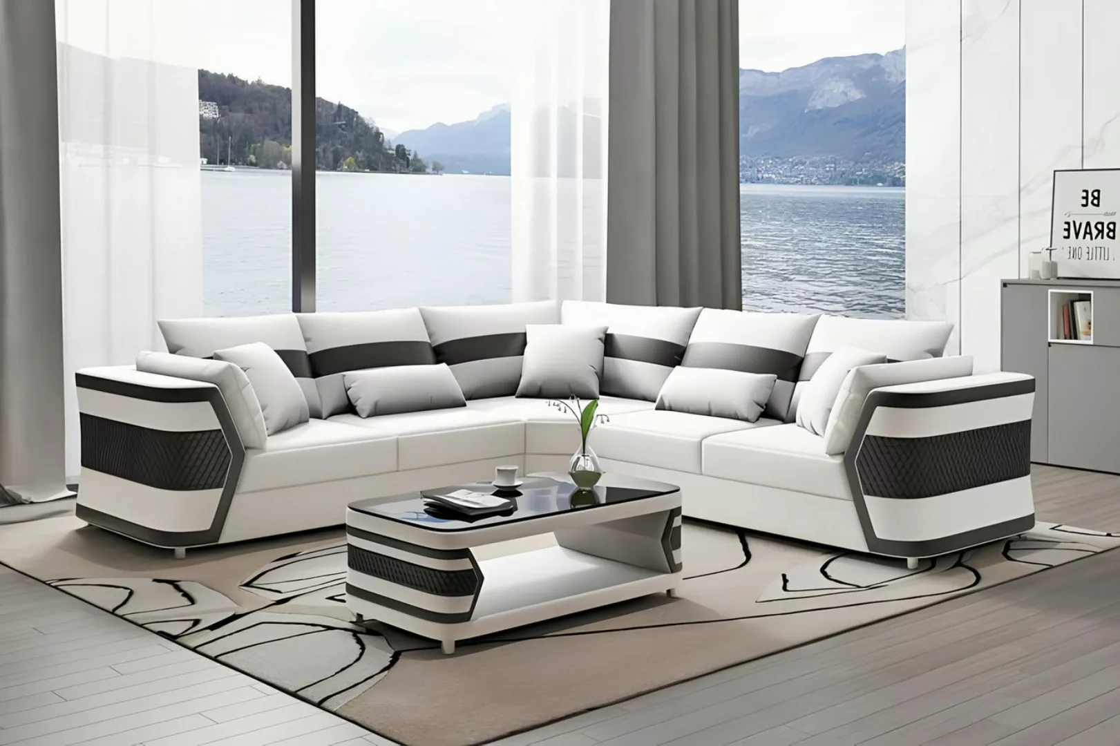 Xlmoebel Ecksofa Luxuriöses Ledersofa in Weiß für das moderne Wohnzimmer - günstig online kaufen