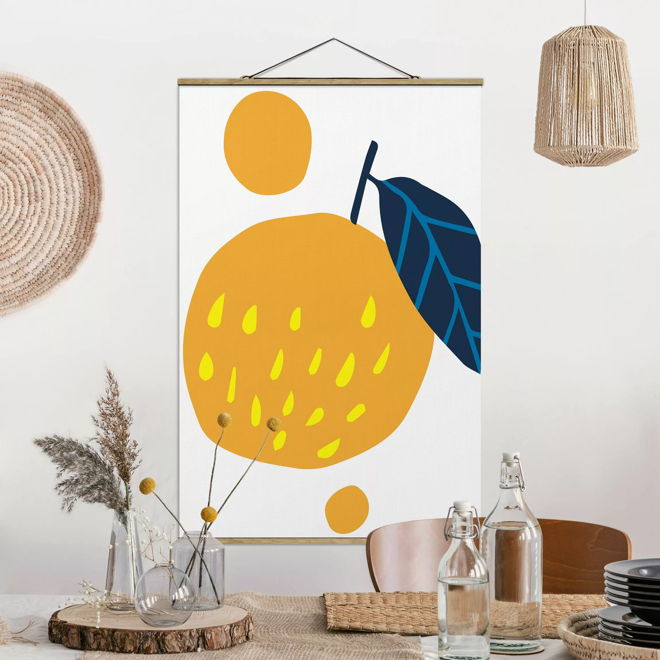 Stoffbild mit Posterleisten Abstrakte Formen - Orange günstig online kaufen