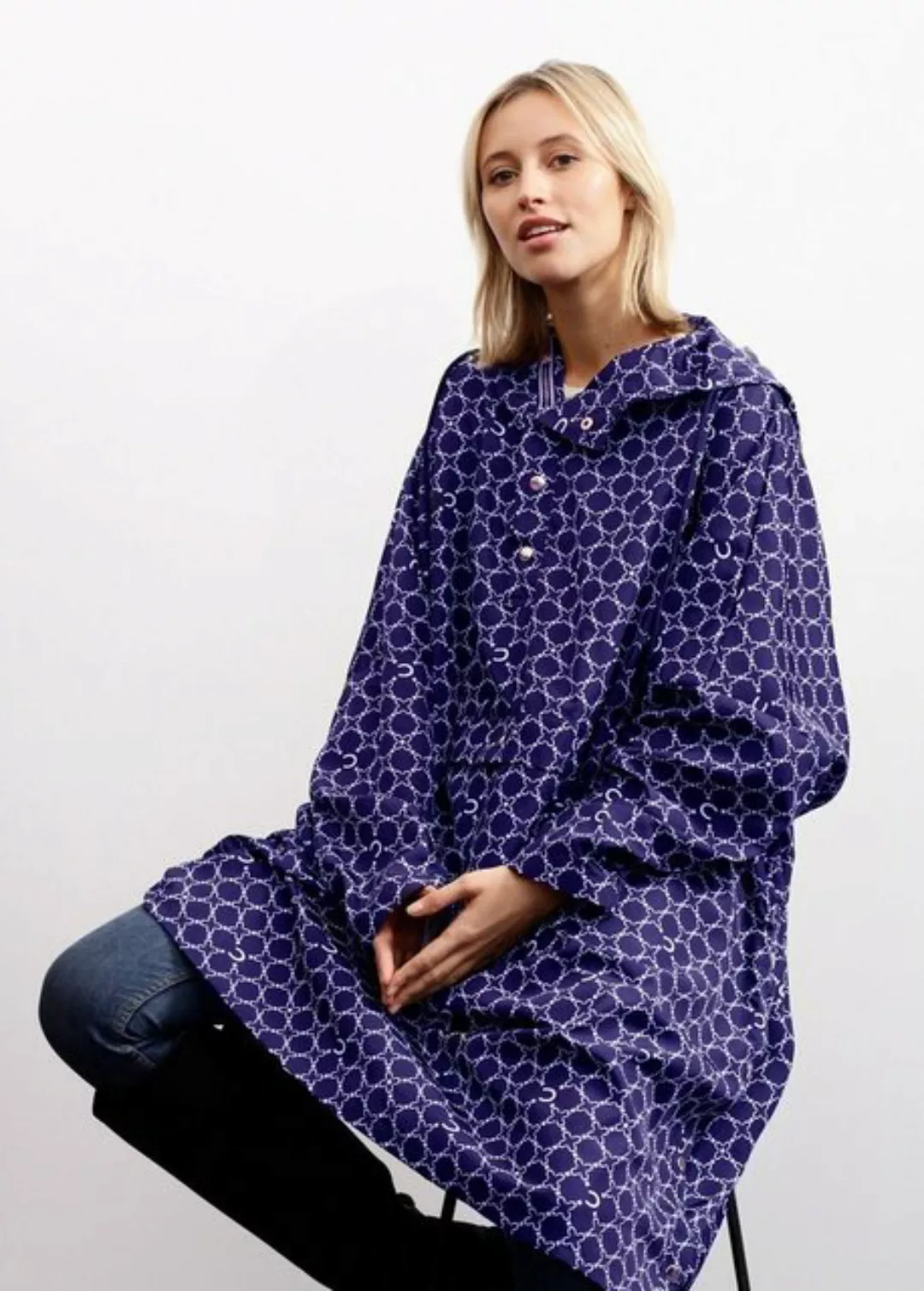 Codello Poncho Regenponcho mit Logo-Print Gestreift günstig online kaufen