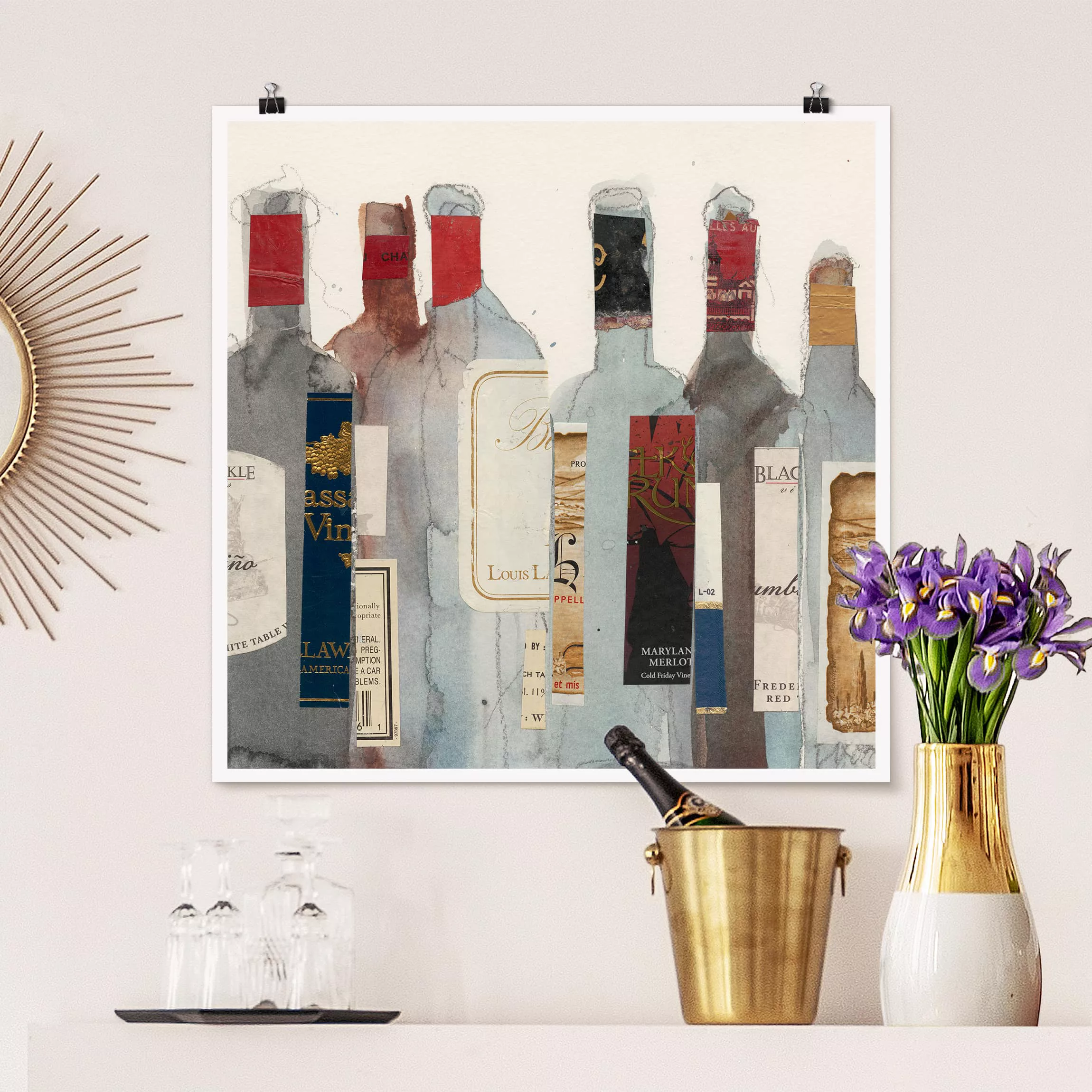 Poster Küche - Quadrat Wein & Spirituosen I günstig online kaufen