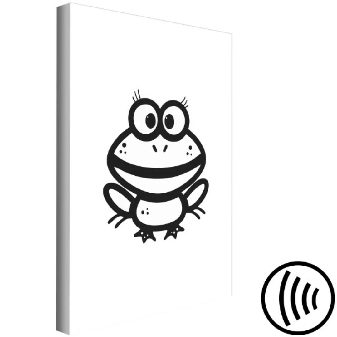Leinwandbild Kleiner Frosch - Zeichnung einer lächelnden Amphibie in schwar günstig online kaufen