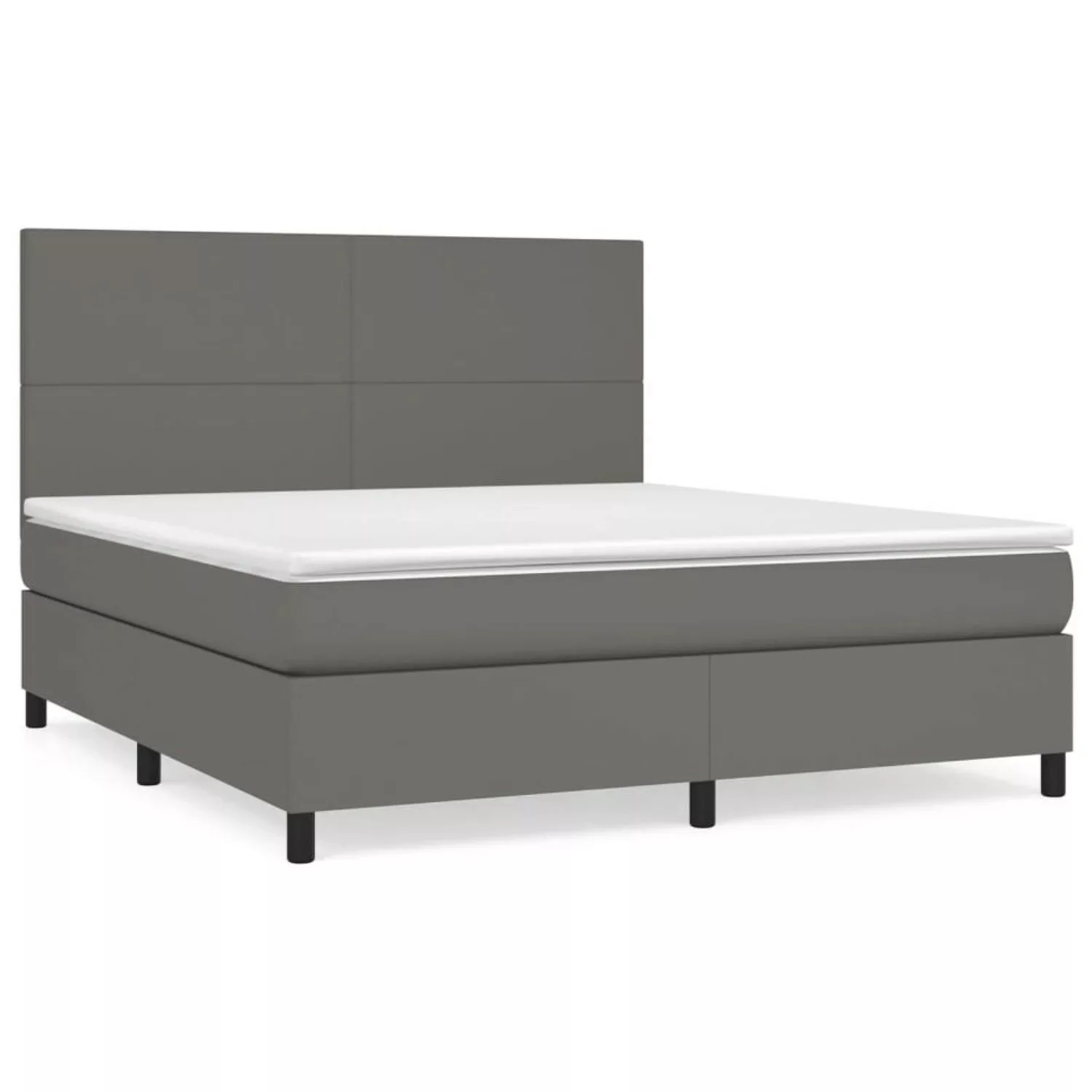 vidaXL Boxspringbett mit Matratze Grau 180x200 cm Kunstleder1466138 günstig online kaufen