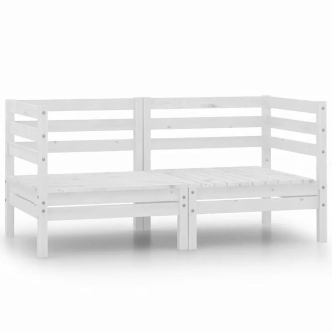 vidaXL Loungesofa 2-Sitzer-Gartensofa Weiß Kiefer Massivholz, 1 Teile günstig online kaufen