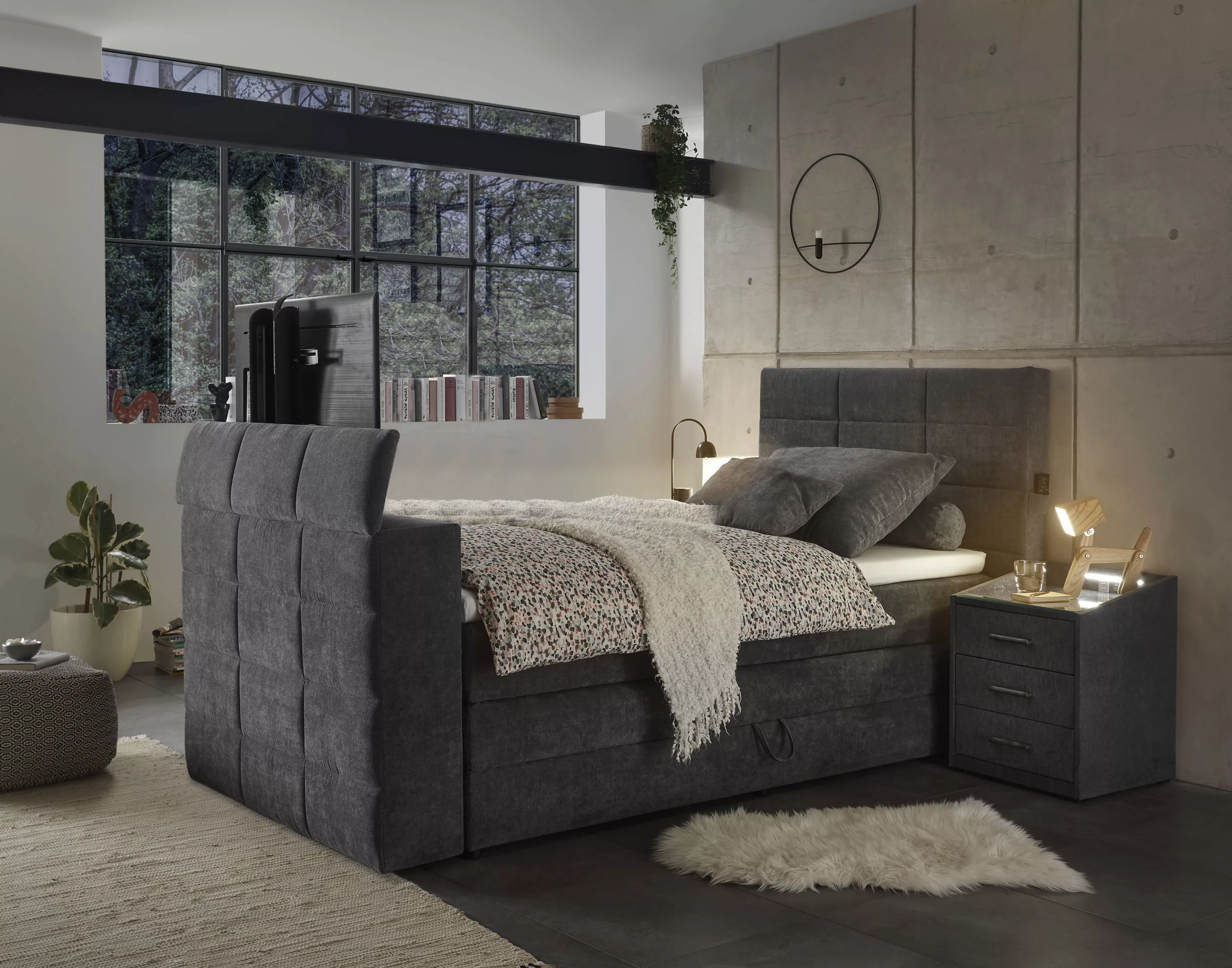 ED EXCITING DESIGN Boxspringbett »Denver«, mir motorisierter TV-Halterung b günstig online kaufen