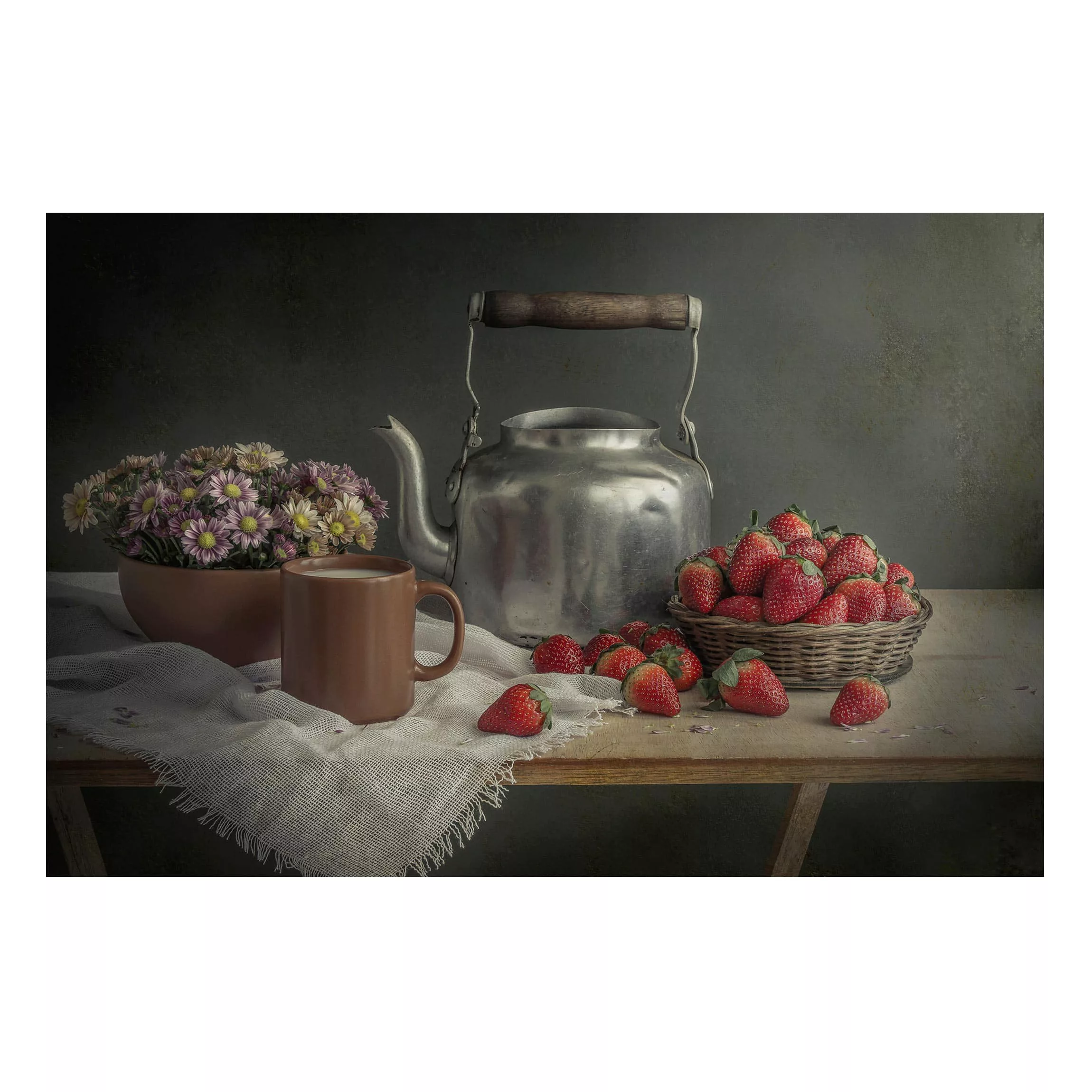 Magnettafel Küche - Querformat 3:2 Stillleben mit Erdbeeren günstig online kaufen