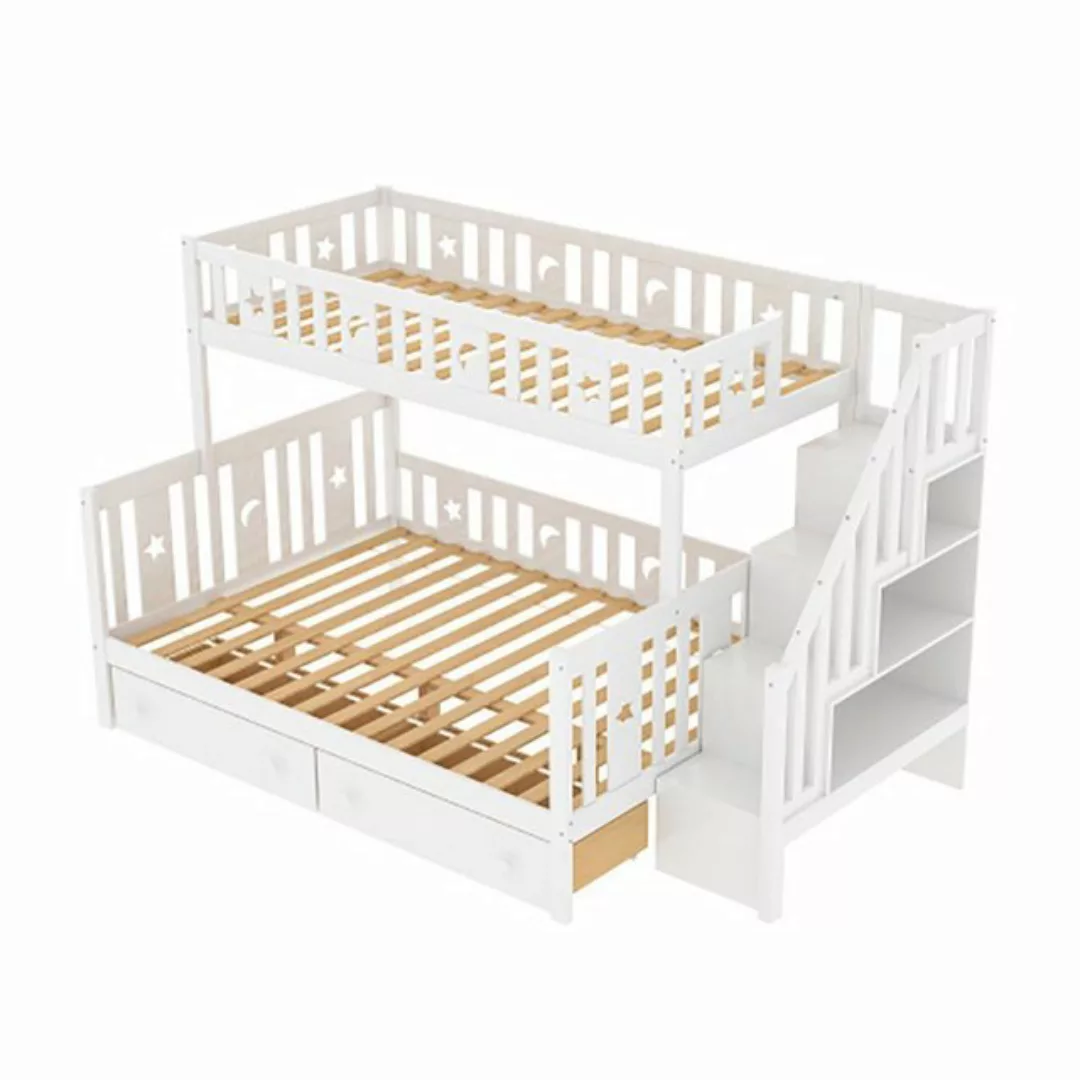 Sweiko Etagenbett, Kinderbett mit 2 Schubladen und Treppe, 90*200cm & 140*2 günstig online kaufen