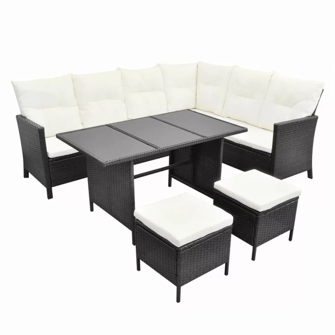 4-tlg. Garten-lounge-set Mit Auflagen Poly Rattan Schwarz günstig online kaufen