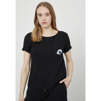 Just Like You  Blusen Black Round Neck Blouse günstig online kaufen