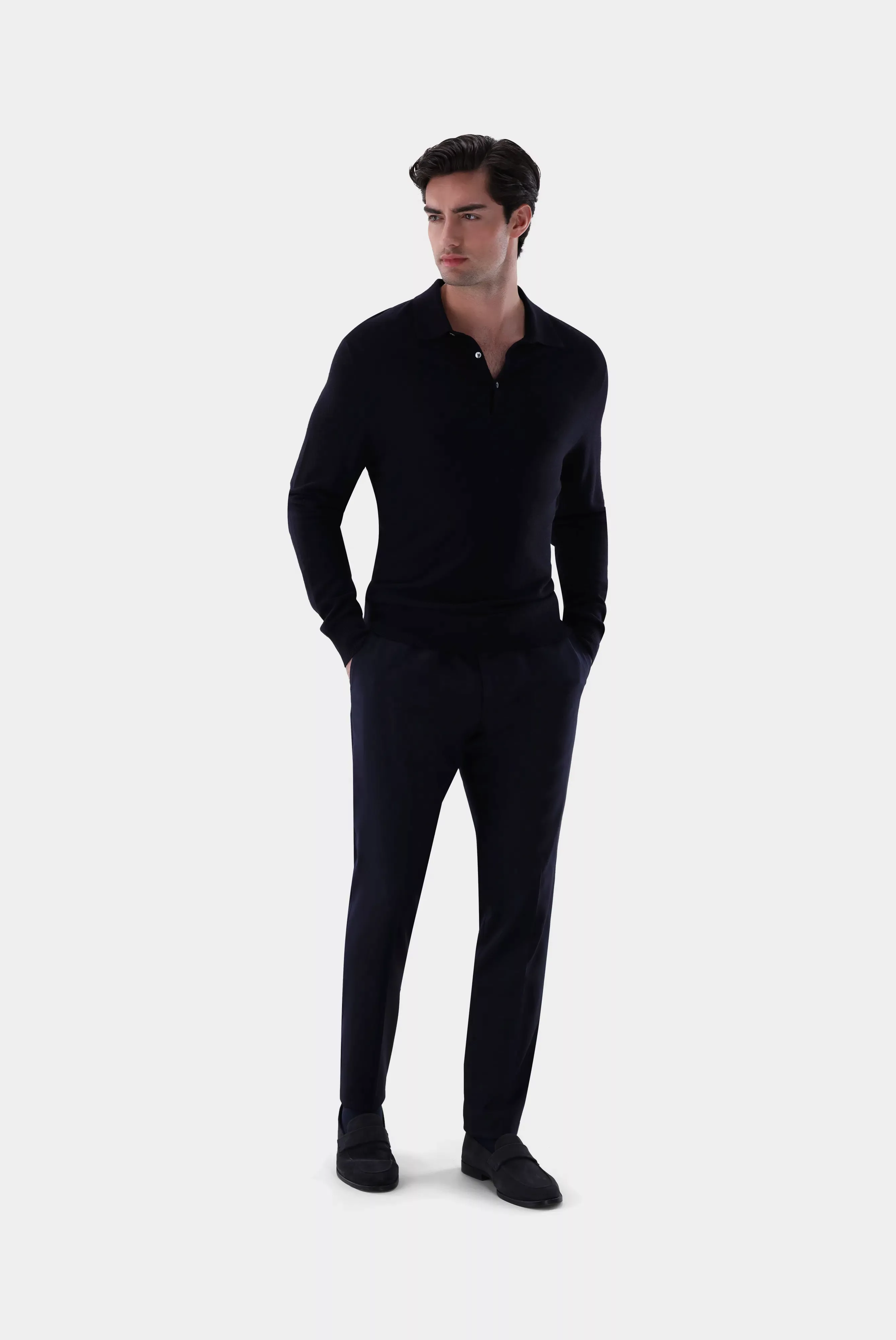 Poloshirt gestrickt mit Langarm günstig online kaufen