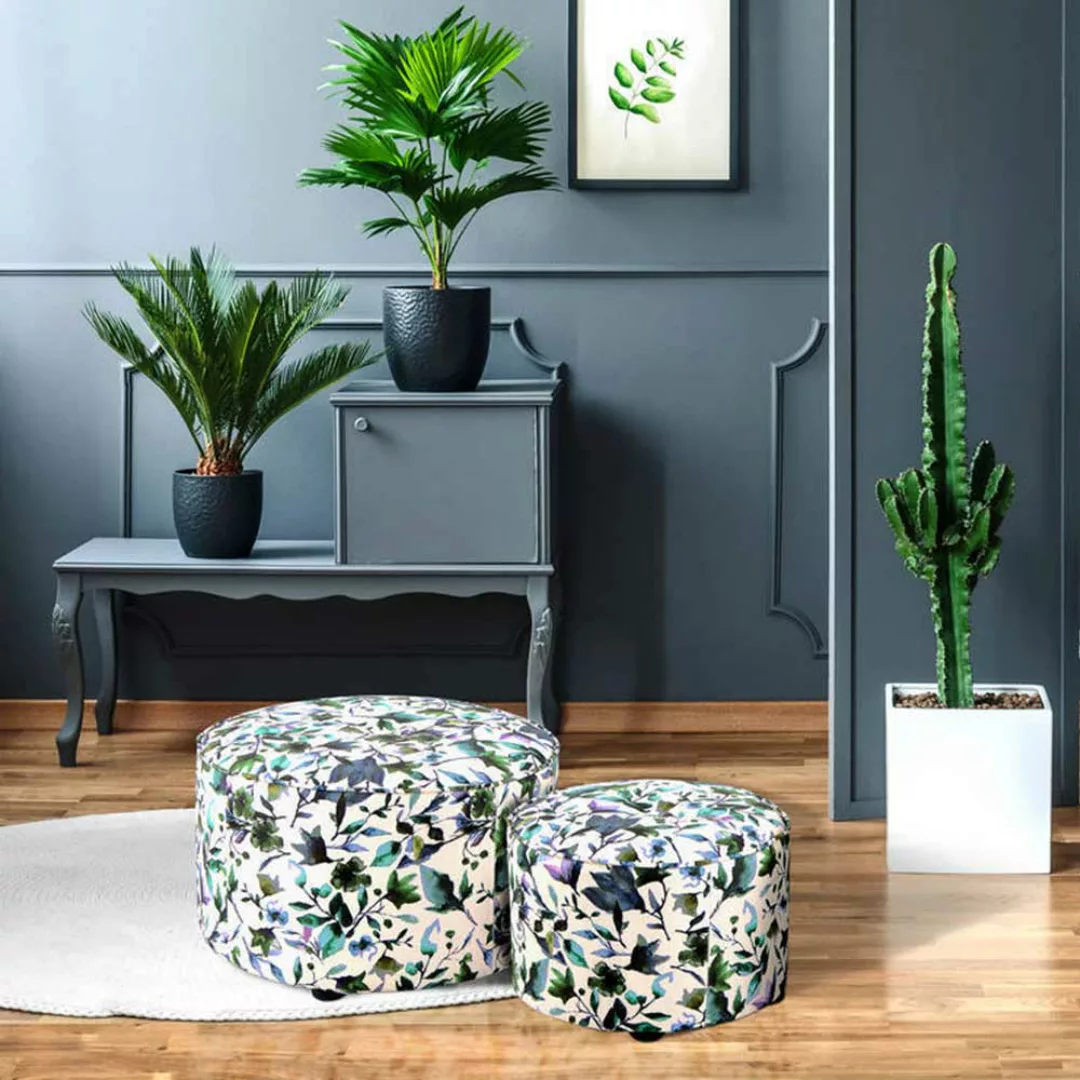 Hocker in runder Form Blumen Motiv (zweiteilig) günstig online kaufen