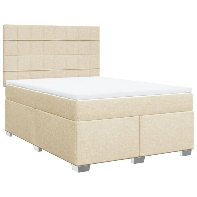 vidaXL Bett Boxspringbett mit Matratze Creme 140x200 cm Stoff günstig online kaufen