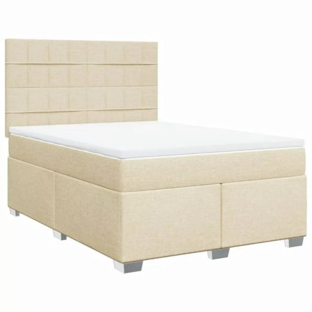 vidaXL Bett Boxspringbett mit Matratze Creme 140x190 cm Stoff günstig online kaufen