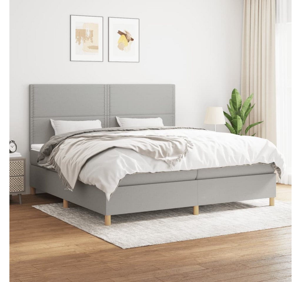 vidaXL Boxspringbett Boxspringbett mit Matratze Hellgrau 200x200 cm Stoff B günstig online kaufen