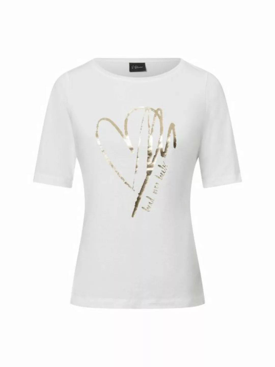 s.Oliver BLACK LABEL Kurzarmshirt T-Shirt aus Baumwollmix mit Metallic-Prin günstig online kaufen